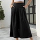 thumbnail image 4 of Pantalones casuales con cintura plisada y bolsillos para mujer, pantalones negros de pierna ancha XL, 4 of 6