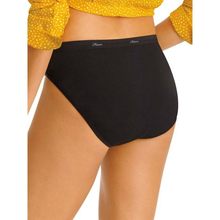 Hanes 8 XL High Waist Nylon Bikini Pantie Briefs Underwear Black