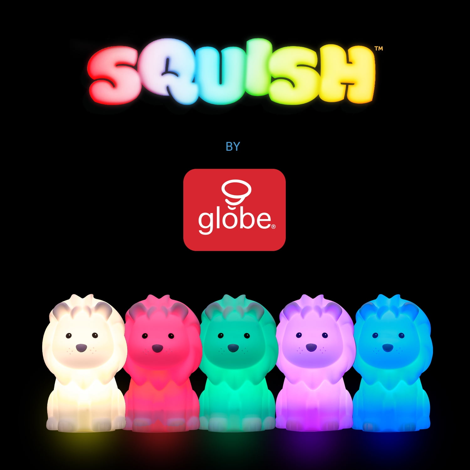 Globe Electric Lion 6" Color Changing LED Rechargeable Silicone Night Light Lamp, 91004703