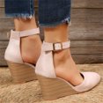 thumbnail image 3 of Vedolay Wide Sandals for Women Sandals for Women Dressy Summer Ankle Buckle Strap Heeled Sandals, 6.5, 3 of 5