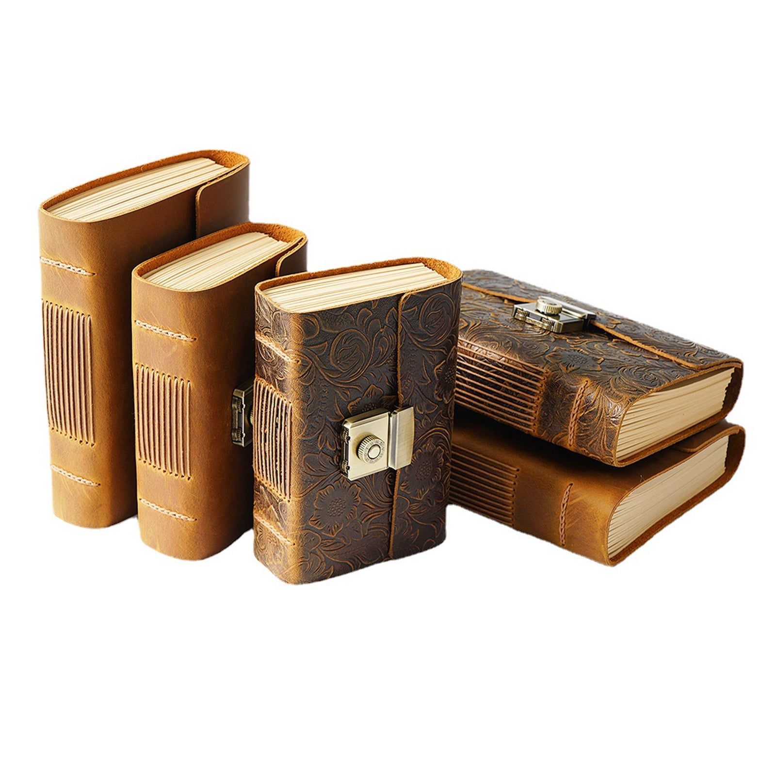 Yokua Vintage Scrapbook Leather Journal Notepad Planner Notebook with Password Lock