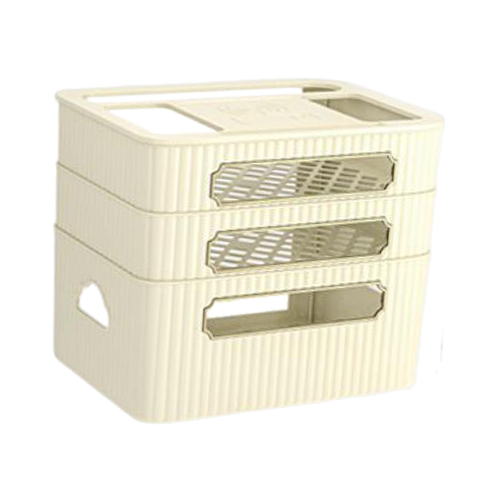 Fiocias Router Storage Box Cable Management Box Space Saving Wire Cable Storage Case for Beige 3 Tier