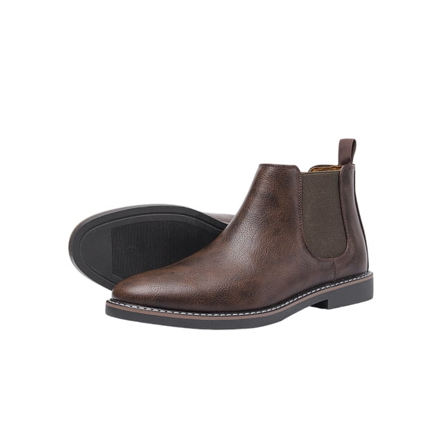 UKAP Bottes Chelsea pour Hommes à Enfiler Bottines Imperméables Bottillons Habillés Chaussures de Bureau Confort Brun Foncé 10.5