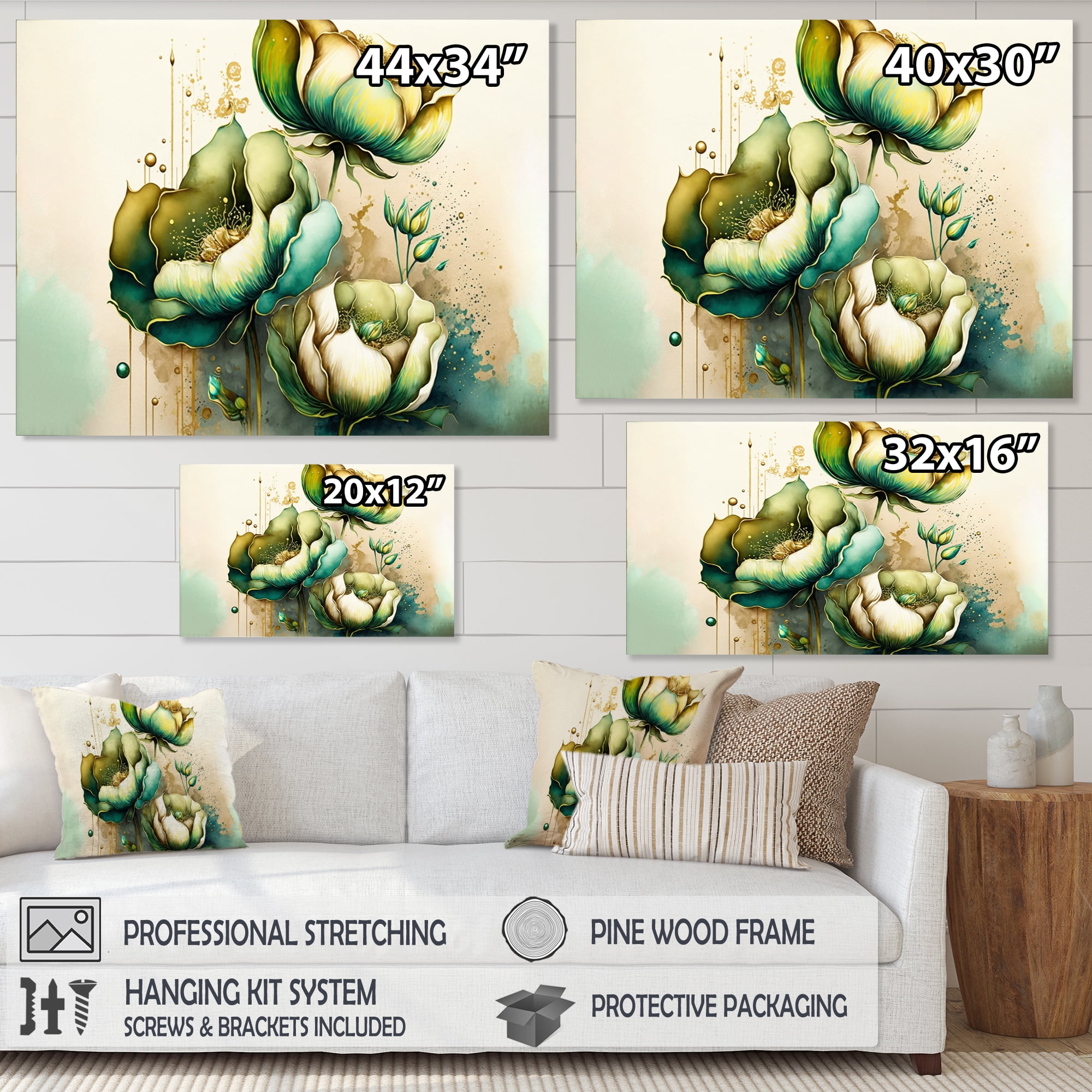 Designart Green Blooming Cally Lillies II Canvas Wall Art