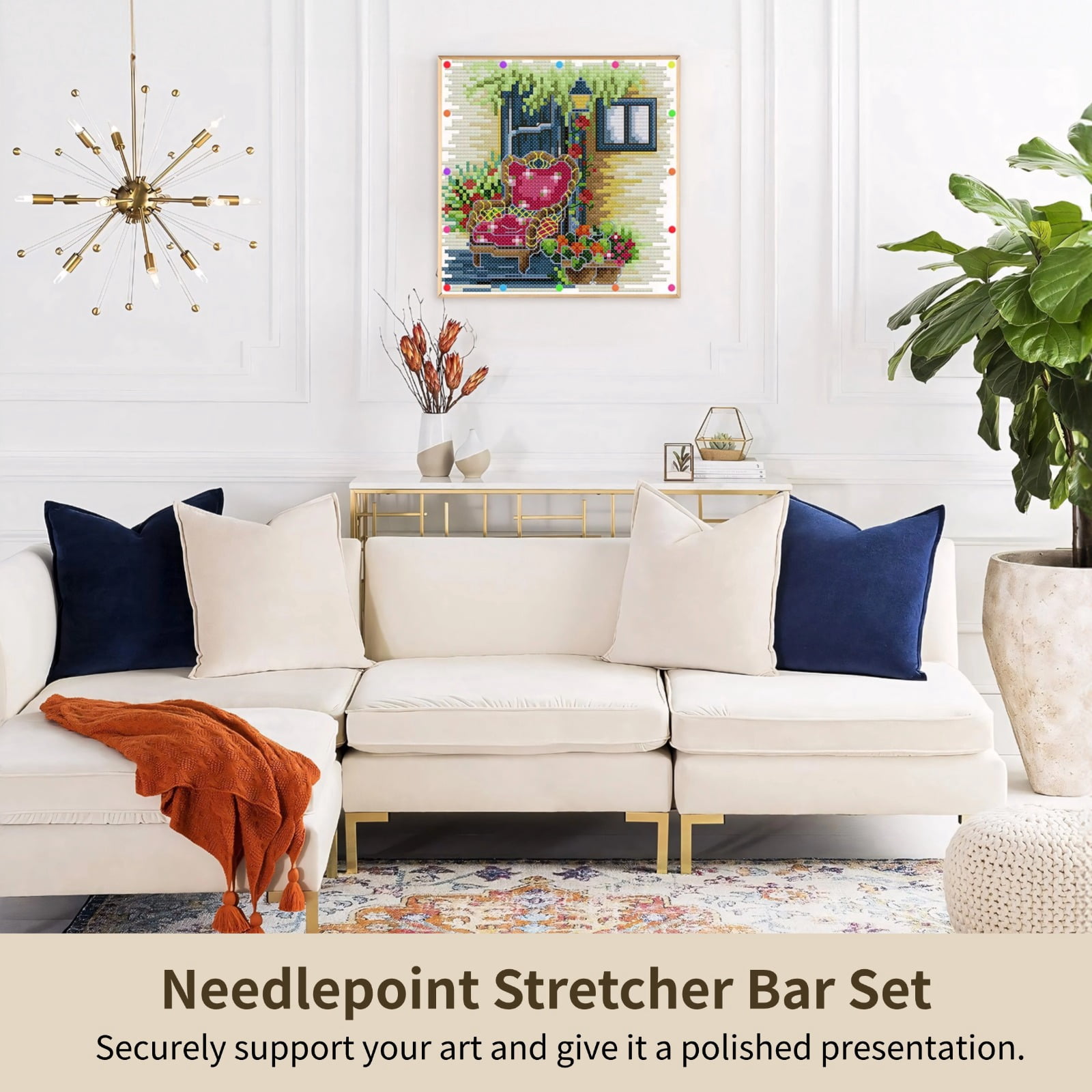 Needlepoint Stretcher Bar Set. 6 Sizes, Canvas Stretcher Bars, Needlework Art Supplies, Wood Canvas Needlepoint Frames, Easy Assembly, Ideal for Embroidery, Needlework Projects