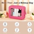 thumbnail image 4 of Unique Bargains Clear Makeup Bag Waterproof Portable Cosmetic Bag Travel Organizer with Zipper Rose Red, 4 of 7