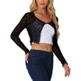 thumbnail image 4 of Allegra K Boléros pour Femmes, Cardigan Court Léger et Texturé, Transparent, TP, Noir, 4 of 6