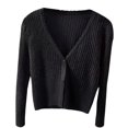 thumbnail image 4 of IWRICH Women's Lightweight Crochet Cardigan Ribbed Cropped Shrugs Long Sleeve Open Front Thin Sweater Tops Lightweight Fall Fashion Cardigan Blouses S, 4 of 4