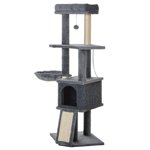 CoSoTower 50 Inch Cat Tree, Multi-Level Cat Tower with Sisal Scratching Posts and Ramp, Bed, Condo, Hammock, Toy Ball, Grey
