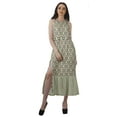thumbnail image 1 of Moomaya Robe de Vacances pour Femmes en Rayonne, Col Licou, Sans Manches, Fente avant, Robe Imprimée, 1 of 4