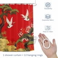 thumbnail image 4 of Crane Pine Shower Curtain for Bathroom, Flower Retro Gold Red Theme Classic Art Waterproof Cloth Fabric Bathroom Accessories Set with 12 Rust Proof Plastic Hooks, 36"x78", 4 of 9
