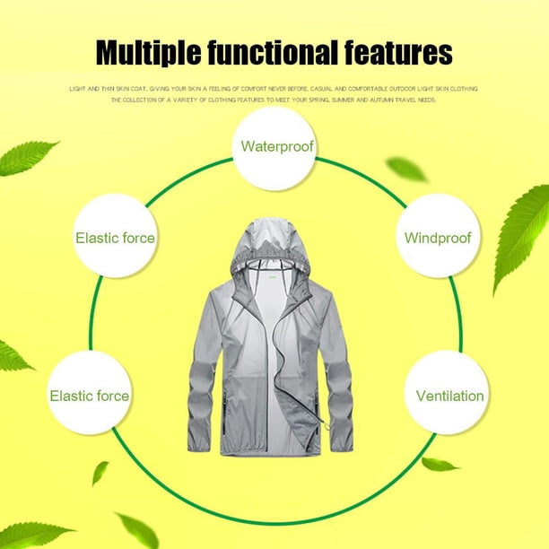 Chaqueta de protección solar de verano Piel de pesca transpirable Cortavientos anti UV (2XL) Likrtyny Para estrenar