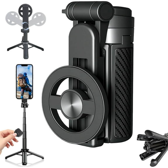 Magnetic Pocket Selfie Stick, 2026 New 4-in-1 Multifunctional 360° Rotation Magnetic Selfie Stick, Wireless Remote,Extendable Detachable Cell Phone Tripod for iPhone/Android