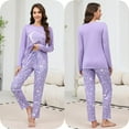 thumbnail image 4 of Cotton Pajamas Sets for Women 2pcs Long Sleeve and Long Pants Pajama Set Cute Print Pajama Set Womens Soft Loungewear Set with Pockets, S-XXL, 4 of 10