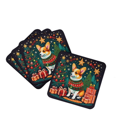 

Corgi Christmas Foam Coaster Set of 4 3.5 in x 3.5 in