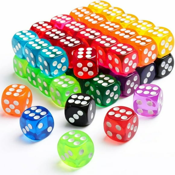 YOPTOP 100 Pieces Colored Dice 6 Sided Dice for Board Games 14mm Bulk Dice for Math Learning Dice for Classroom