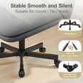 thumbnail image 7 of COOLHUT 26" W Criss Cross Chair with Wheels, Cross Legged Office Chair, Armless Adjustable Vanity Desk Chair, Wide Seat and 2-Layer Cushions, PU Leather, Gray, 7 of 7