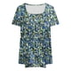thumbnail image 5 of Puntoco Liquidación de blusas cortas para mujer Blusa holgada de manga corta plisada con cuello grande y estampado para mujer L-5xl, 5 of 5