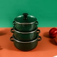 thumbnail image 4 of OATIPHO 3Pcs Green Enamel Stockpot Set with Lid Multifunctional Vintage Cookware for Kitchen, 4 of 8