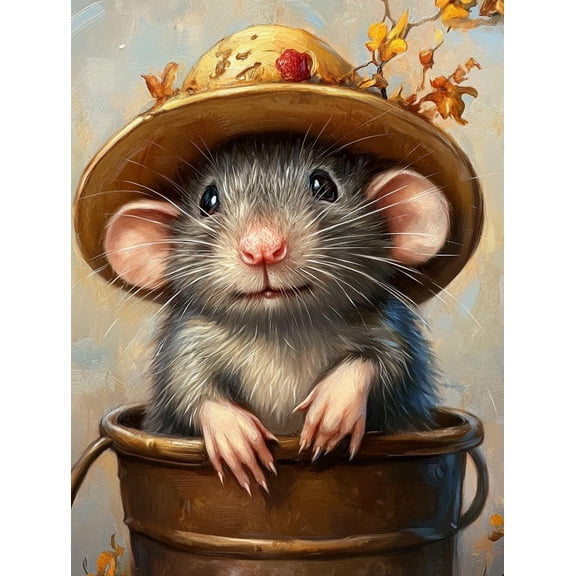 5D Cute Rat Diamond Art 12x16 Inch Full Drill Diamond Painting Kits for Adults & Beginners - DIY Art Crafts for Relaxation and Home Wall Decor 1