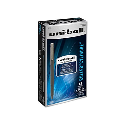 uni-ball Roller Pens, Micro Point (0.5mm), Blue, 12 Count
