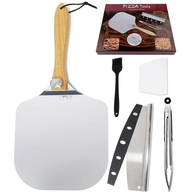 Dinfu Pizza Peel, 12"x14" Foldable Aluminum Pizza Paddle with Pizza