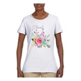 thumbnail image 2 of Wild Bobby, Cute Hearts and Flowers Blessed, Inspirational/Christian, Women Graphic Tee, White, Medium, 2 of 3