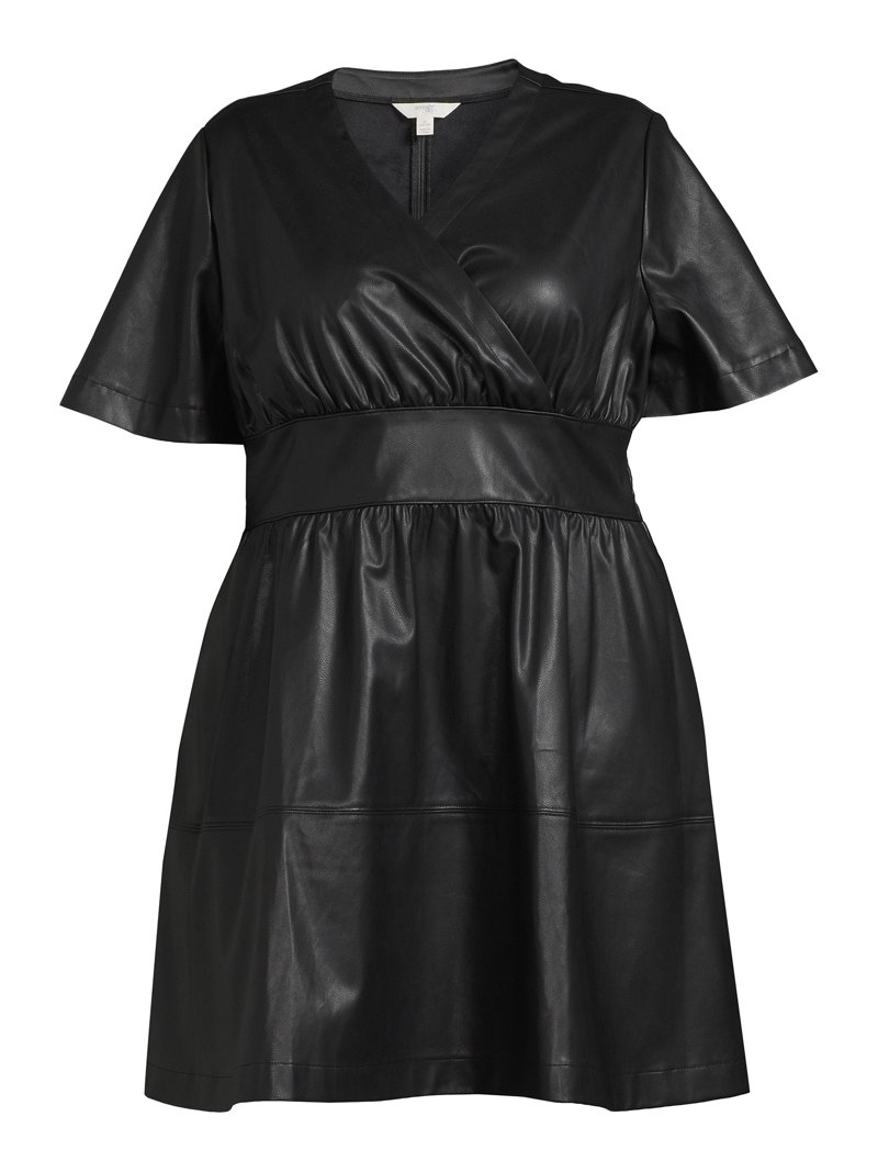 Terra & Sky Plus Size Knee Length Faux Leather Dress - Walmart.com