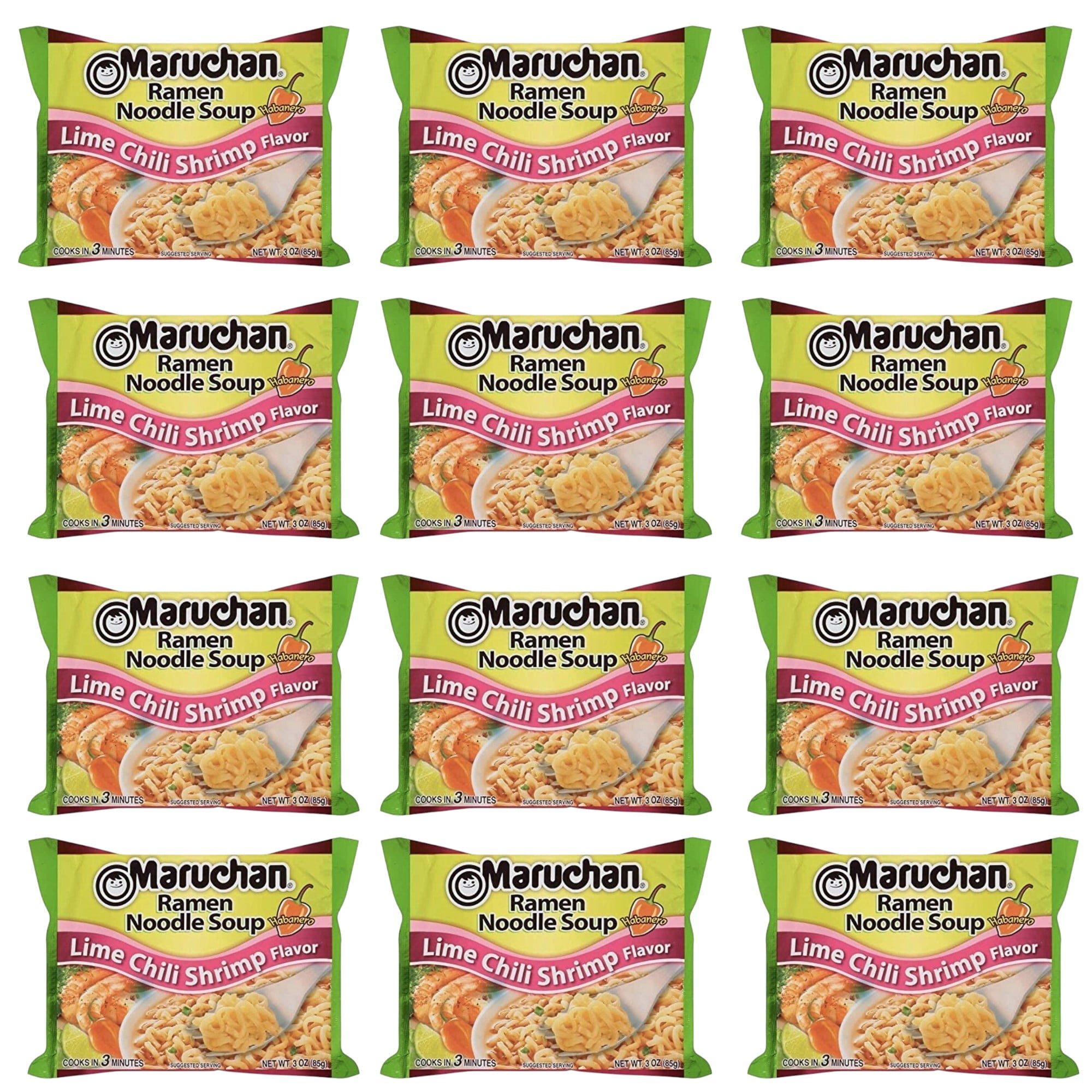 (2 pack) ( 12 Pack ) Maruchan Ramen Noodle Soup Lime Chili Shrimp (3 oz)