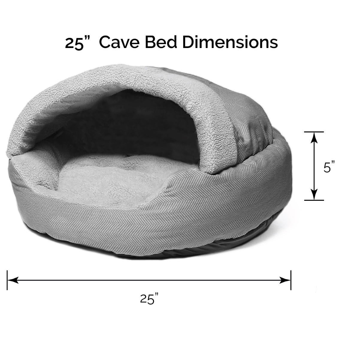 Details Precious Tails Medium Pet Bed with Reversible Cushion, Herringbone