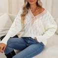 thumbnail image 4 of AherBiu Oversized Sweaters for Women Hollow out Batwing Long Sleeve V Neck Fall Casual Loose Knitted Pullover Tops, 4 of 7