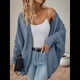 thumbnail image 5 of Suéter Cárdigan Extragrande de Punto Suave para Mujer con Bolsillos Azul L, 5 of 9