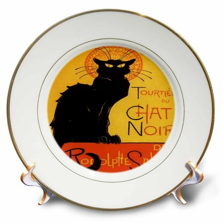 Art Nouveau Plate (3dRose Le Chat Noir - advertising, art nouveau, black cat, cat, cats, chat noir, le chat, Porcelain Plate,)