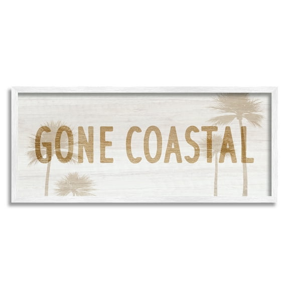 Stupell Industries Gone Coastal Beach Pun Funny Tropical Palm Trees, 24 x 10, Design by Daphne Polselli