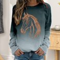 thumbnail image 2 of Chuancc Casual Sweatshirts for Women Long Sleeve Tops for Women Trendy Cozy Tops for Women Cute Sweatshirts for Women Cold Weather Clothes for Women Women's Crewneck Sweatshirt Horse Sweatshirt 3XL, 2 of 5