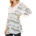 thumbnail image 3 of Sakkas Matia Women's Casual Summer Cotton Long Sleeve Print Loose Tunic Top Blouse - 19924-pink - S/M, 3 of 5