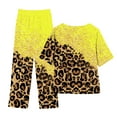 thumbnail image 3 of Atogsazn Two Piece Sets for Women Summer Casual Printed Short Sleeve Round Neck Top + Wide-Leg Pants Suit Set Yellow M, 3 of 3
