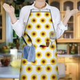 thumbnail image 6 of White Yellow Sunflower Pattern Apron-Garden Aprons for Women with Pockets-Cotton Linen Waterproof Kitchen Cooking Gardening Aprons Adjustable for Kitchen,Cooking,BBQ and Salon 33x27 Inch, 6 of 7