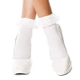 thumbnail image 2 of Music Legs Women's Women's Lace Ruffle Opaque Anklet Sock, White, 2 of 2