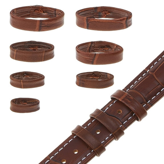 14Pcs 7 Styles Top Grain Leather Watch Band Strap Loops Coconut Brown 12.5~22x9~13x4~5.3mm 2pcs/style