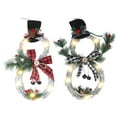 thumbnail image 2 of KEINXS Christmas Wreath Snowman Door Decoration Christmas LED Door Wreath Winter With Hats Bowknot Christmas Decoration Hanging Wall Door Party Decoration, 2 of 10