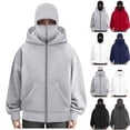 thumbnail image 5 of Unisex Women's Full Zip Hooded Casual Double Hood Long Sleeve Warm Hooded Sweatshirt, 5 of 8