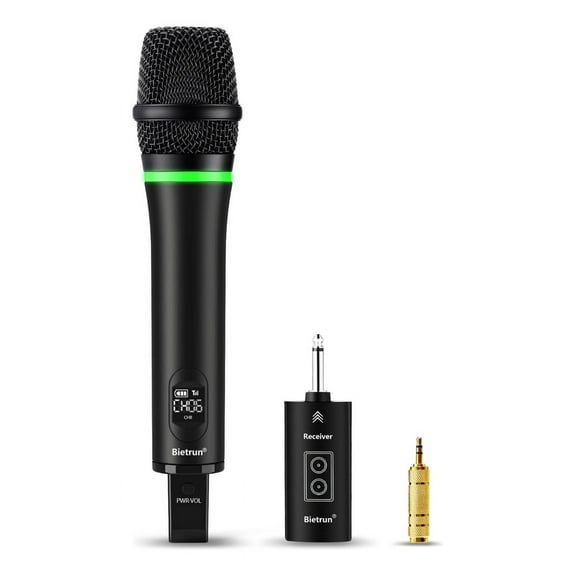 Bietrun Wireless Microphone Rechargeable, 168FT Range Bluetooth Microphone Wireless (Work 7 hrs) with 1/4'' Output, UHF Metal Handheld Dynamic Mic for Karaoke Machine/PA System/Speaker/Church/Wedding