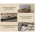 Bed Frame Queen with 4 Storage Drawers for Bedroom, Light Grey