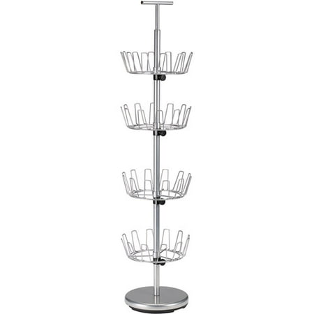 Household Essentials 4-Tier Revolving Shoe Tree, Silver