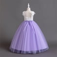 thumbnail image 6 of Miluxas Sleeveless Flower Girl Dress A-Line Straight Tutu Tulle Backless Princess Puffy Lace Dresses Party Gown Purple 7-8 Years, 6 of 9