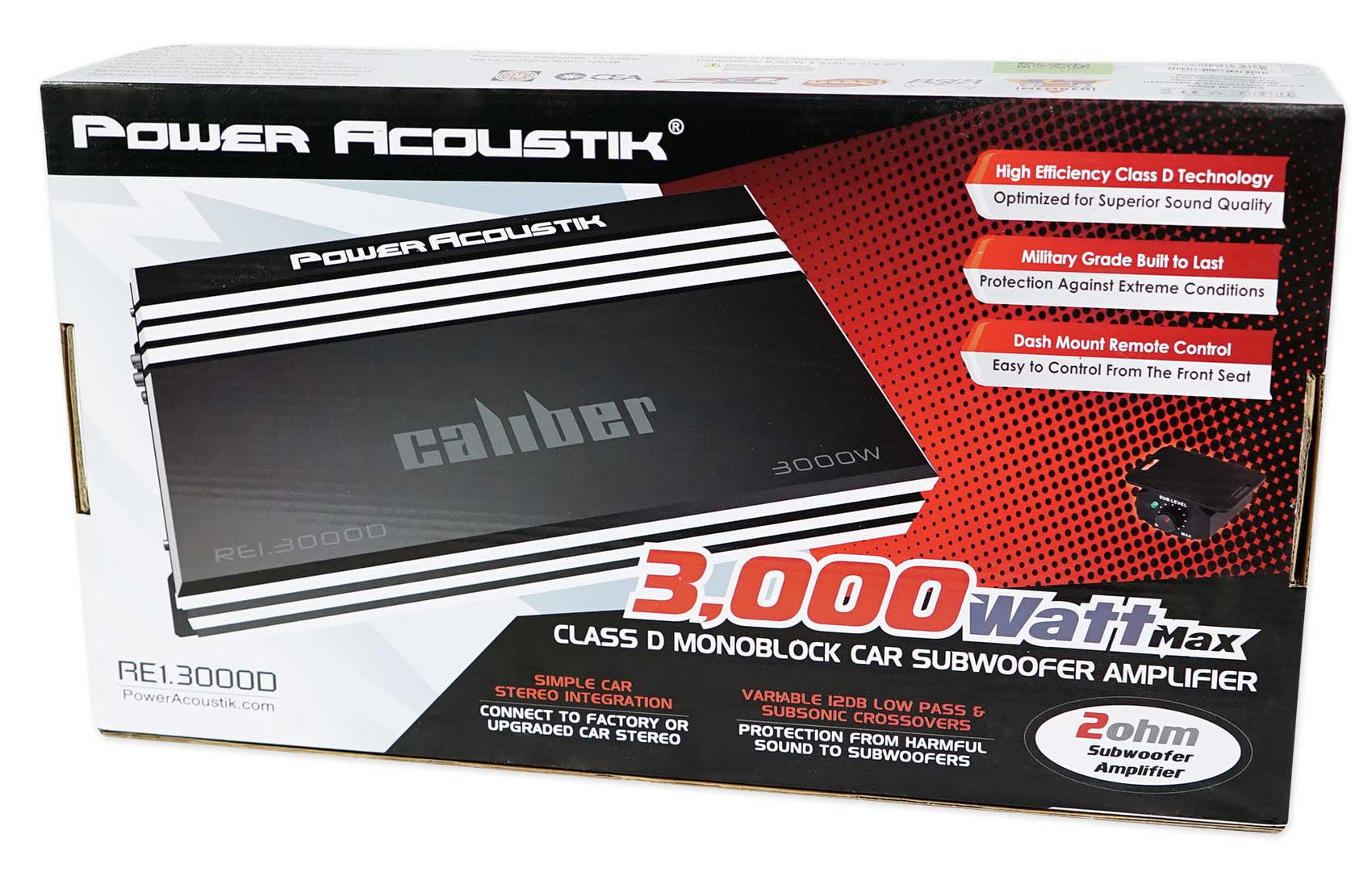 POWER ACOUSTIK RE1-3000D 1 CH CLASS D MONOBLOCK CAR AUDIO AMP SUB AMPLIFIER 3000