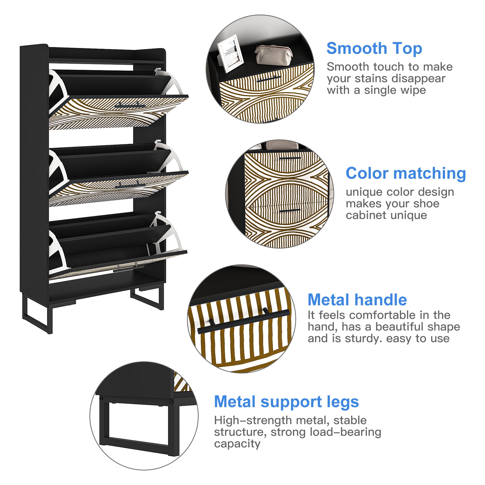YYAo Entryway Shoe Cabinet, Shoes Storage Organizer Narrow Shoe Storage Rack with Flip Doors, Tipping Bucket Shoe Cabinet for Closet, Living Room, Black YYAo Entryway Shoe Cabinet, Shoes Storage Organizer Narrow Shoe Storage Rack with Flip Doors, Tipping Bucket Shoe Cabinet for Closet, Living Room, Black