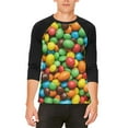 thumbnail image 1 of Halloween Candy Coated Chocolate Mens Raglan T Shirt, 1 of 2