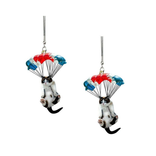 Car Cute Cat Hanging Ornament - Acrylic, Double-Sided Print, for Rearview Mirror